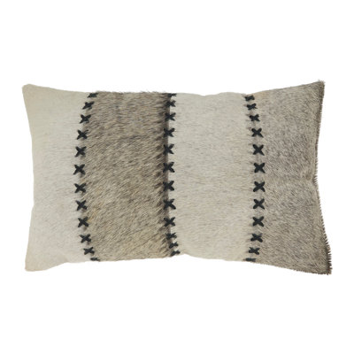 Posh Collection Striped Leather/Suede Pillow Cover