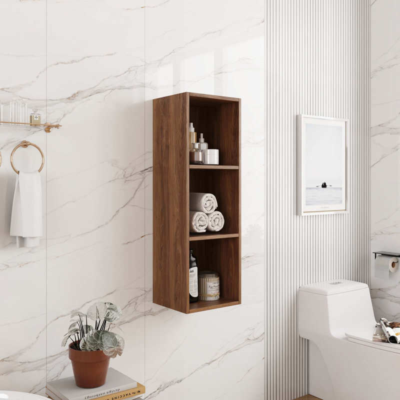 12-Inch Small Wall Mounted Storage Shelves For Small Bathroom, Study, Storage Room, Brown Ebony