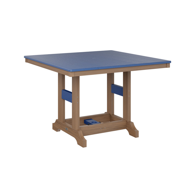 Berlin Gardens Garden Classic 44″ Square Bar Table, Antique Mahogany, Pacific Blue