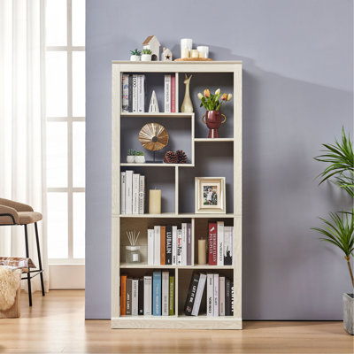 Bibliothèque ouverte en bois à combinaison libre, armoire de rangement multi-espaces, bibliothèque autoportante facile à assembler avec sangles anti-basculement, organisateur de rangement classifié pour le salon, la chambre et le bureau à domicile