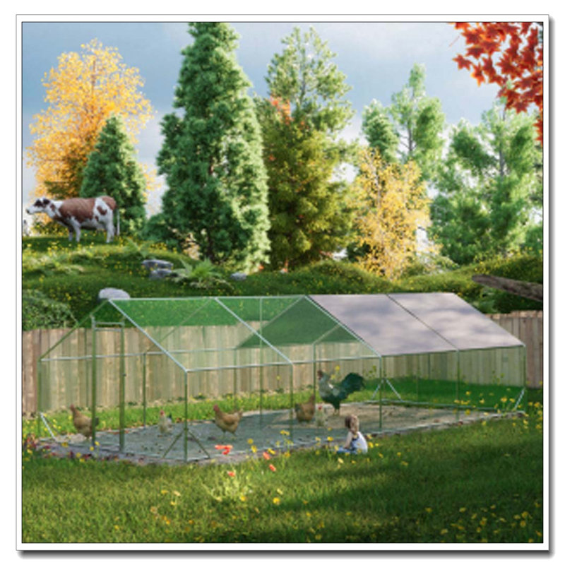 Grand poulailler en métal avec couvercle imperméable, H 78,72 po x l 312 po x P 120 po