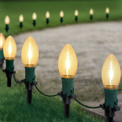 Karrena Electric 45FT 30-Light C9 LED Christmas String Lights with Clips & 7.5'' Ground Stakes, Multicolor