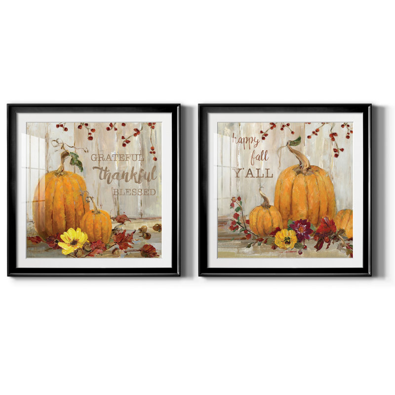 Pumpkin Patch Grateful - ensemble de 2 reproductions de cadres photo, Noir, H 30,5 po x l 61 po x P 1,5 po