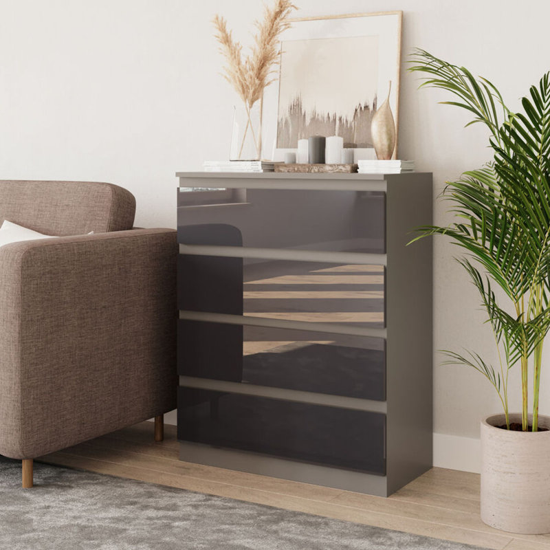 Rancell Metal 70cm W 4 - Drawer Chest of Drawers, Grey/Black