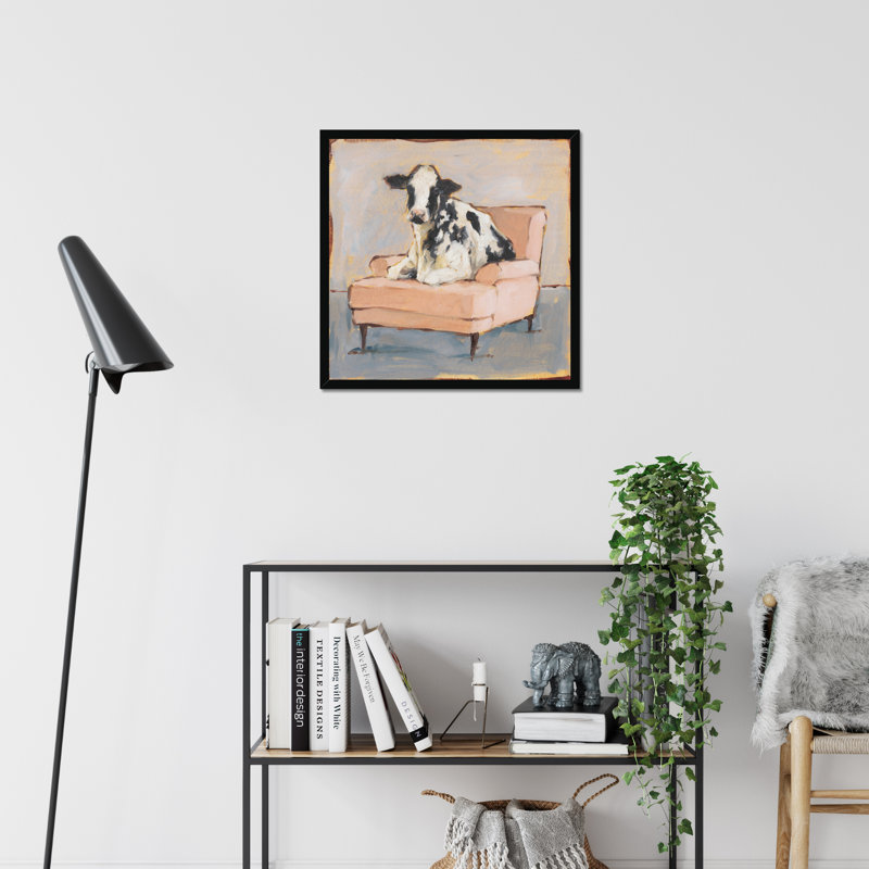 Moo-ving In II by Ethan Harper - Painting, 55cm H x 55cm W x 2.3cm D, Black Framed Paper Print