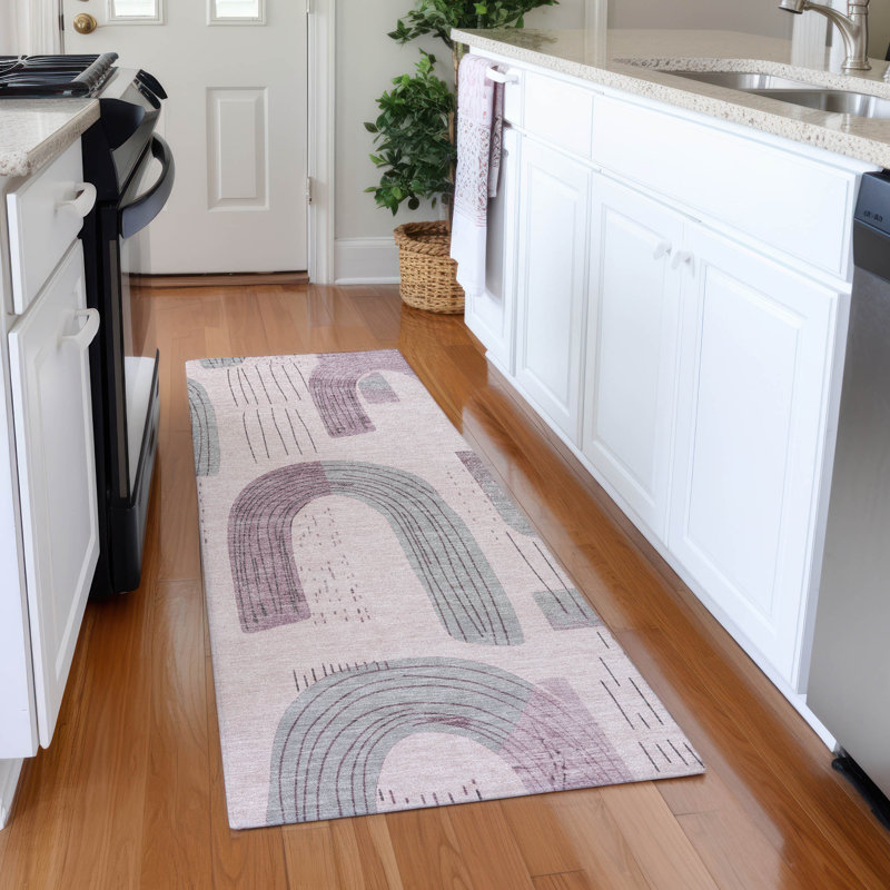 Premium Machine Washable Mehara AMF1698 Geometric Rug, Runner 2'3" x 7'6"
