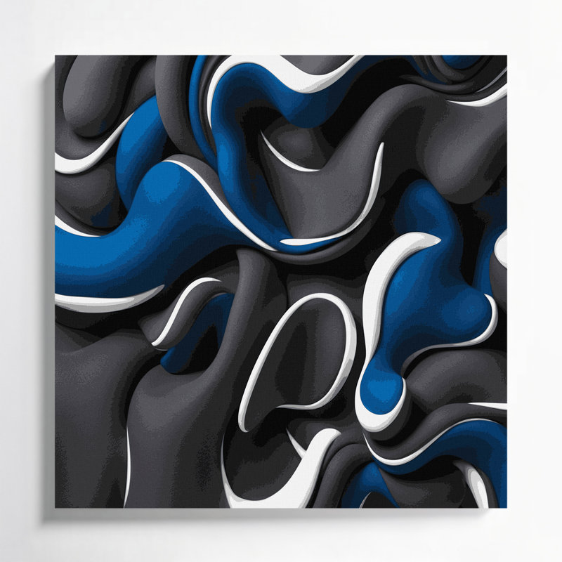 Biomorphic Abstraction 39 Black Canvas Wall Art, 12" H x 12" W