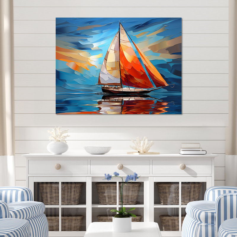 Sailboat Sailing Melodies I - Sailing Boat Wall Art Living Room, H 12 po x l 20 po x P 1 po, Toile tendue