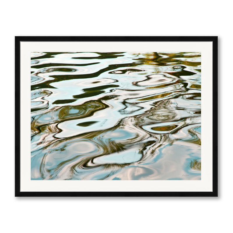 Eau_6610 par Rica Belna - Peinture, H 25,25 po x l 31,25 po, Papier avec cadre noir