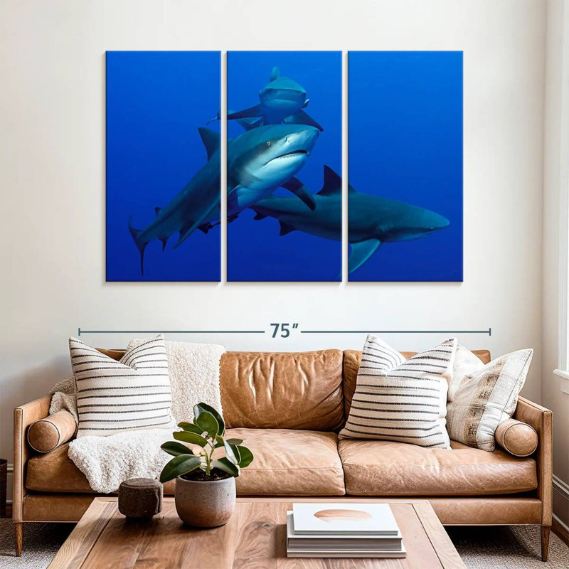Brampt Triple Sharks, 42" H x 65" W