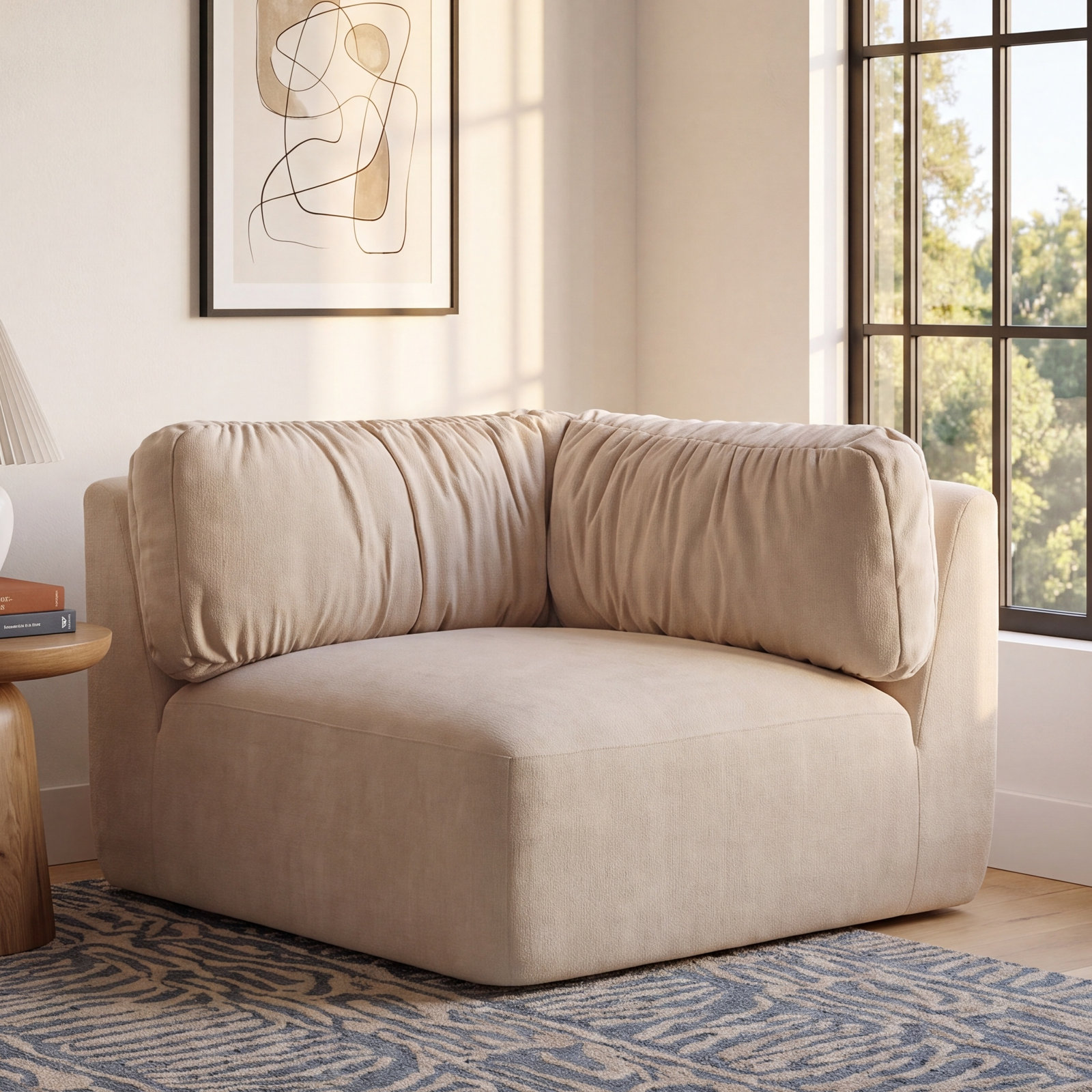 Upholstered Accent Chair, Beige