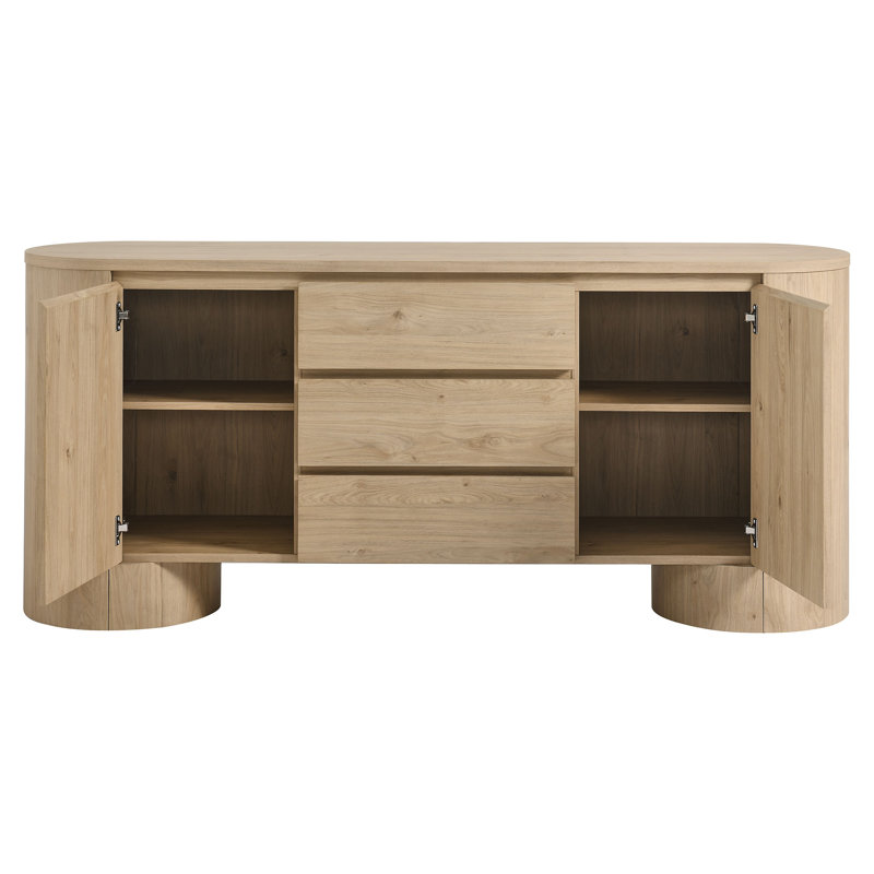 Duval 71" Rounded Sideboard Storage Cabinet, Hickory Frost