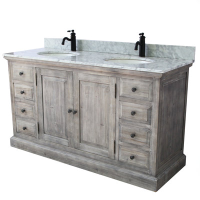 Aultman 61'' Double Bathroom Vanity with Stone Top