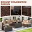 Ensemble de conversation pour patio en osier pour 6 personnes avec coussins, table basse et table de foyer d'extérieur 44 po Caradog-1364653849