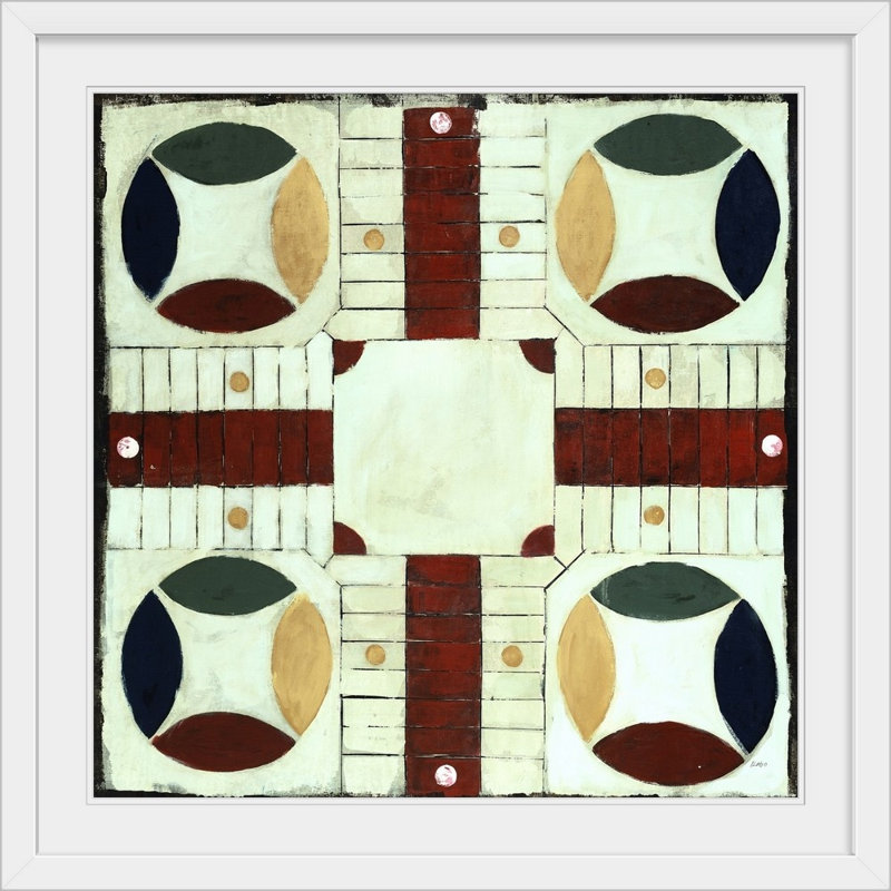 Reproduction «Parcheesi» de Bissell, H 38 po x l 38 po x P 1 po, Cadre blanc