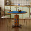 Table de salle à manger bleue ronde en bois massif et manufacturé-119548264