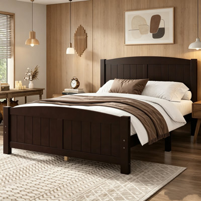 Lit plateforme, lit plateforme en bois massif avec lattes de soutien, tête et pied de lit, aucun sommier nécessaire, cadre de lit en bois pour chambre et appartement, blanc et noir