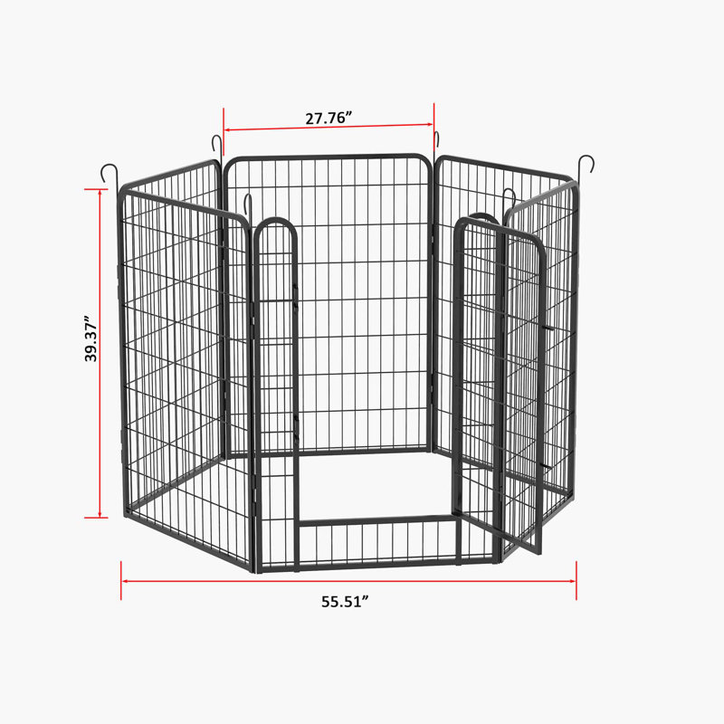 Heavy Duty Black Metal 6-Panel Pet Playpen with Door