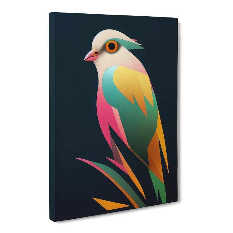 Bird Retro - Wrapped Canvas, 50cm H x 35cm W x 3cm D