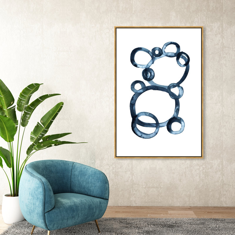 Modern Single Line Geometric Bear Print, Gold Framed, 54" H x 36" W