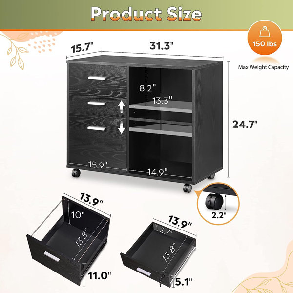 Drawer Unit with 5 Drawers/Printer Stand with Door | DEVAISE