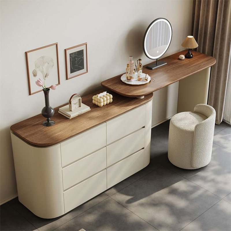 Coiffeuse avec miroir lumineux, 6 tiroirs, 1 chaise
