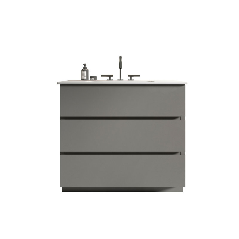 Meuble-lavabo autoportant avec lavabo et 3 trous de robinet Margaruite