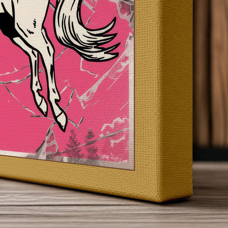 Pegasus in Flight Retro - Wrapped Canvas, 36x24 - 91.4 x 61.0 cm, Ochre Border