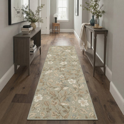 Tapis d'intérieur en velours mousse lavable à la machine avec envers antidérapant Bloomery
