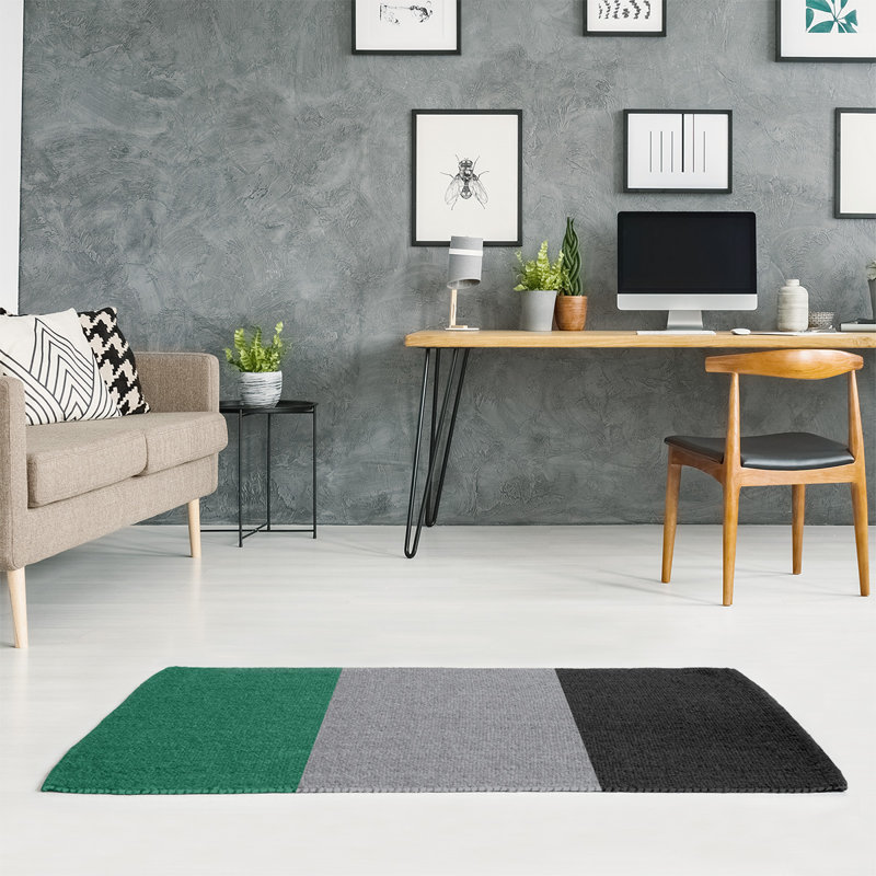 Tapis à rayures green national hockey, Rectangle 5 pi x 7 pi, Oui