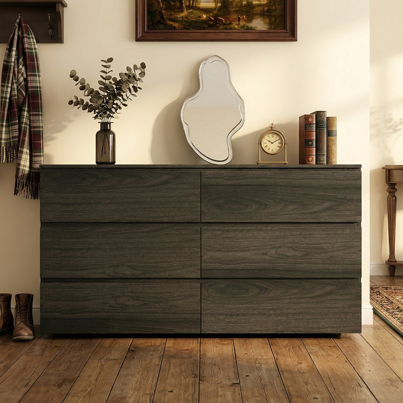 Anastasiya 59'' W 6 - Drawer Dresser, Dark Brown