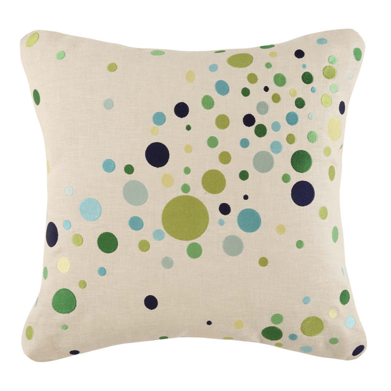 Coussin décoratif en lin seltzer, Vert / bleu