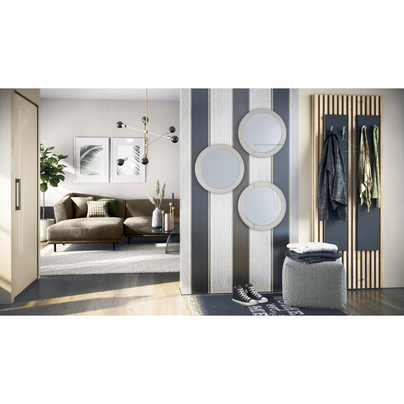 Colver Engineered Wood Flat Wall Mirror, High-Gloss Sandy Grey
