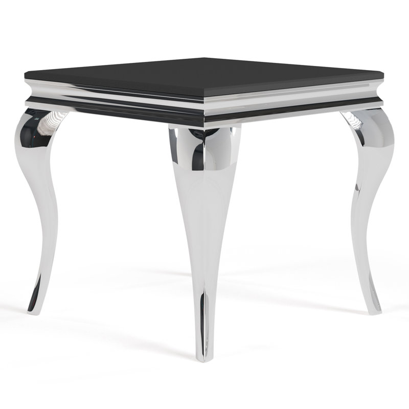 Isamu Glass Top End Table, Black