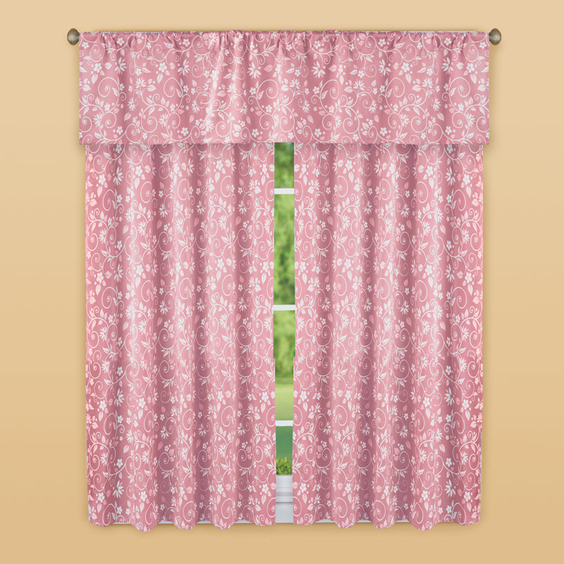Floral Scrolling Vine Rose Semi Sheer and Sheer Curtain