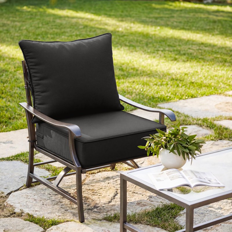 Ensemble de coussins de siège d'extérieur Wynee, Noir, noir, noir, noir, L 22 po x P 22 po, 4"