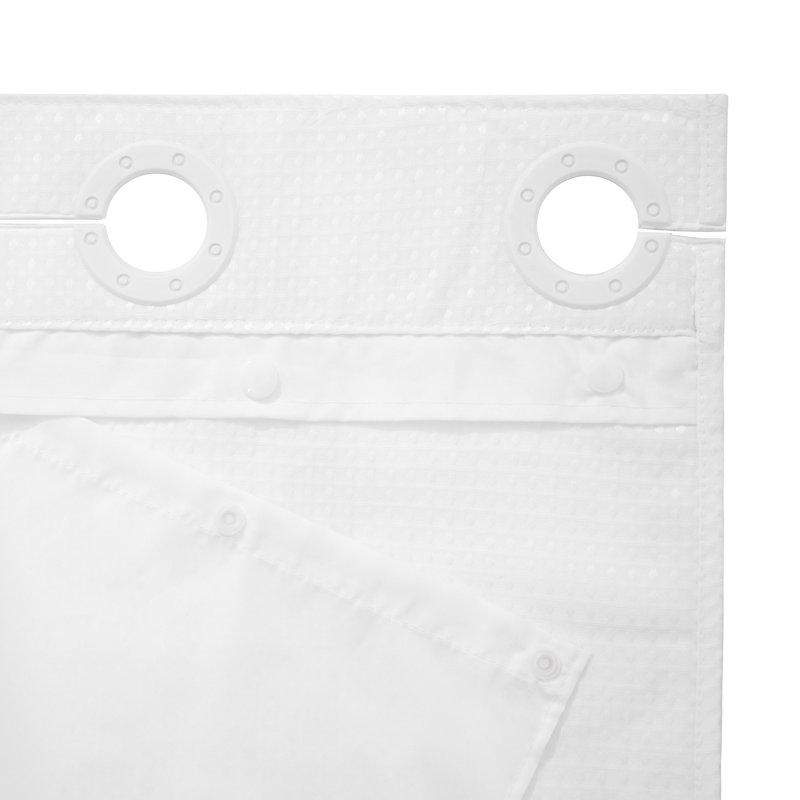Rideau de douche sans crochet Rakiem, Blanc, H 77 po x l 71 po