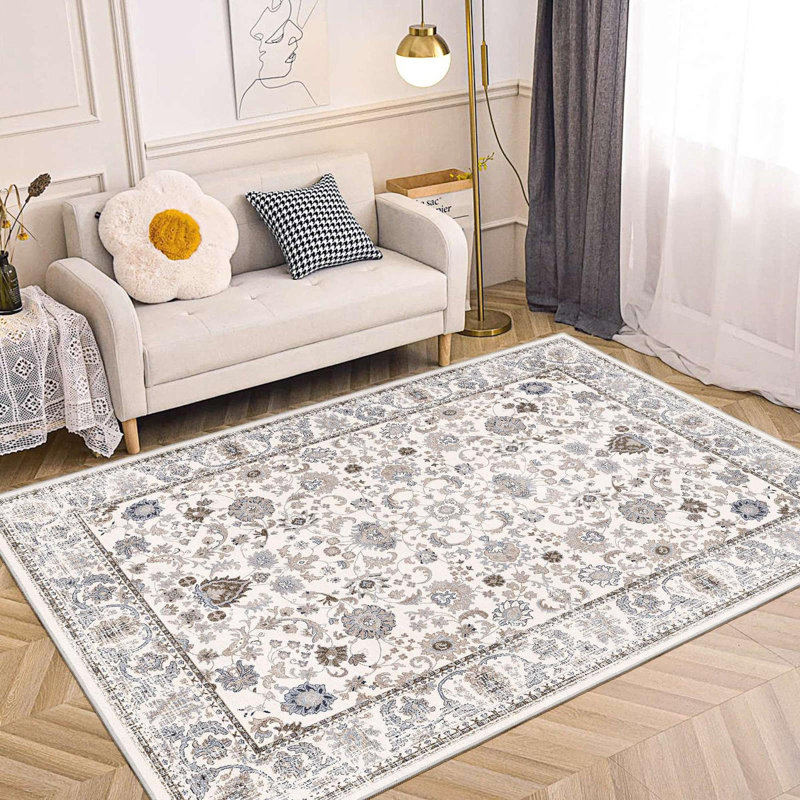 Tapis lavable antidérapant rétro Bohemian, Rectangle 5 pi x 7 pi