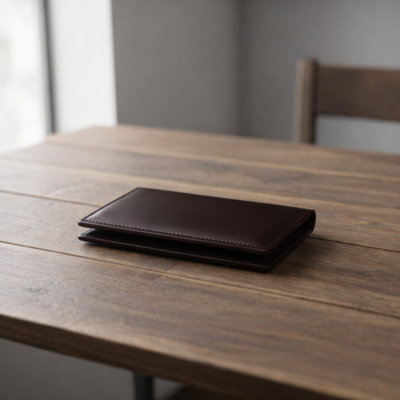 Leather Chequebook Cover - Brown