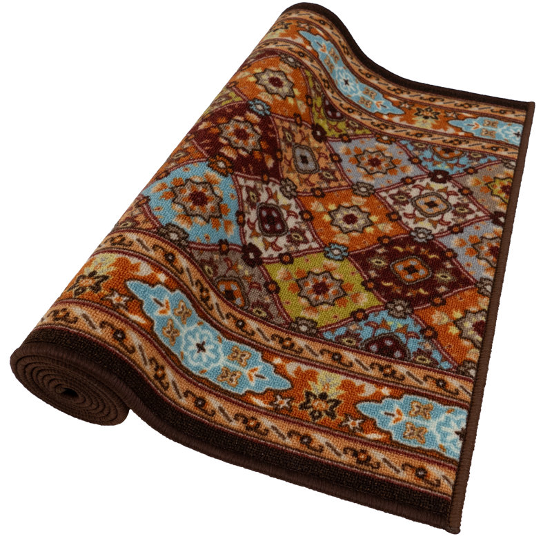 Oriental Multi Color Persian Bakhtiari Design Slip Resistant Low Pile Rug, Runner 2'2" x 9'