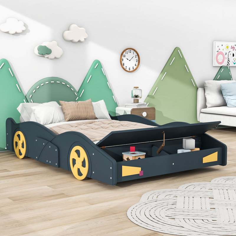 Lit plateforme avec rangement Alara, Black/Yellow, Full