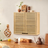 Wojtek Bamboo 2 Tier Bathroom Wall Cabinet with Adjustable Shelf, Double Door Cabinet