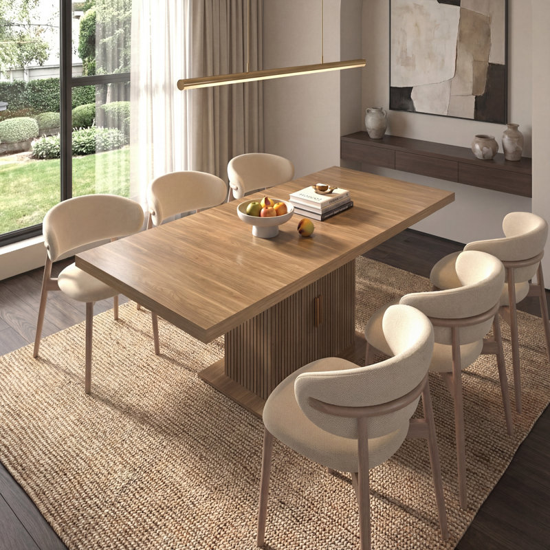Modern Minimalist Expandable Dining Table For 6 To 10 People With Storage