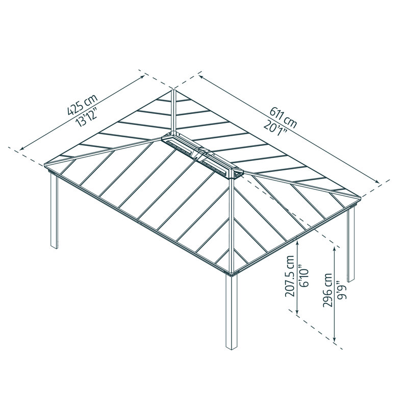 Palram - Canopia Dallas 20' W x 12' D Aluminum Polycarbonate Outdoor Backyard Patio Gazebo Gray, 20.05 ft. x 13.94 ft.