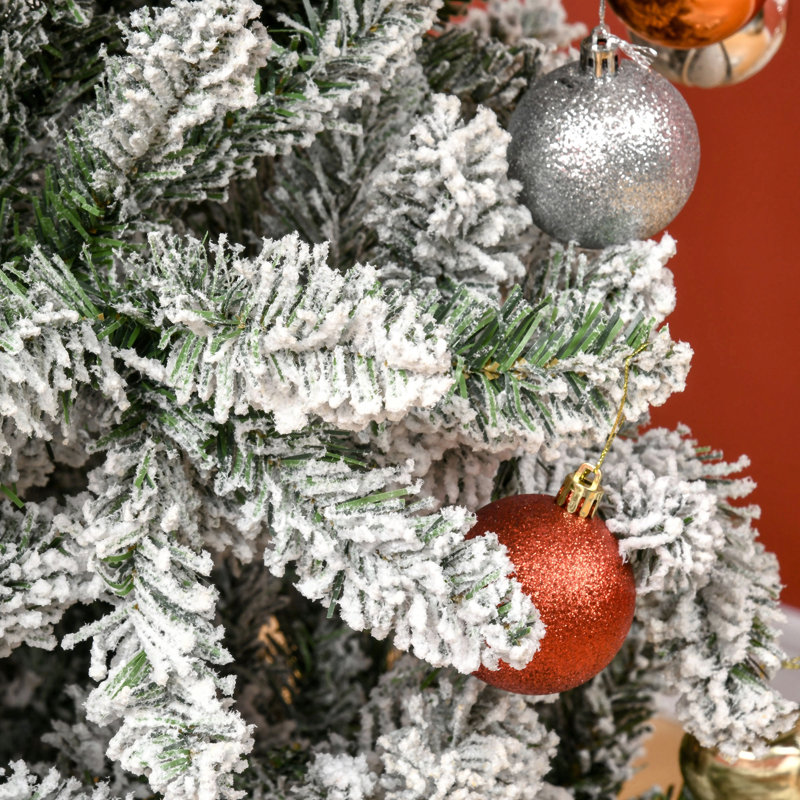Arbre de Noël artificiel pin non illuminé enneigé avec branches et pointes réalistes, 9'