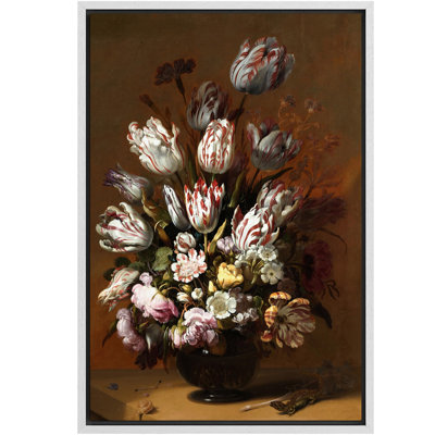 Arrangement de tulipes et de roses somptueuses de style baroque, illustrations florales classiques, campagne française rustique