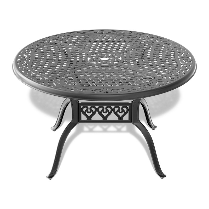 5 All-Weather Dining, Aluminum, Black, Elegant Appearance Cast Black Frame, Weather Surface, 5 Pieces: Table, 4 Chairs