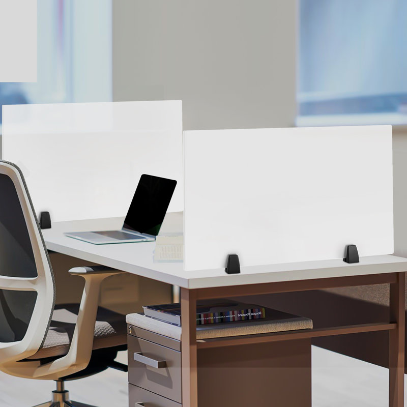 Frosted Acrylic Clamp-On Desk Privacy Panels, 30 x 18 Inch