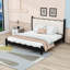 Lit plateforme en bois avec tête de lit tapissier festonnée-273895891-273895884