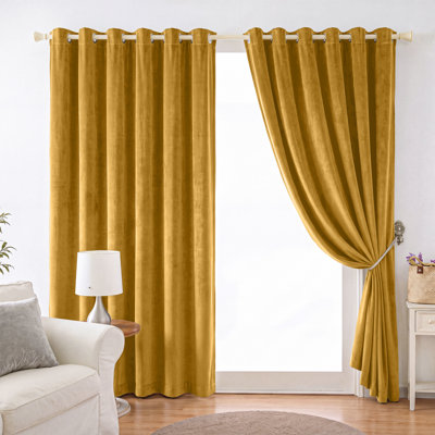 Myron Heavy Crushed Velvet Eyelet Room Darkening Thermal Drape Curtains